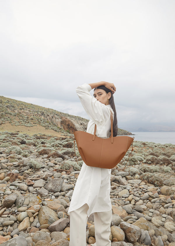 Torby Tote Polène Cyme - Edition Textured Camel | GDEJM-4269