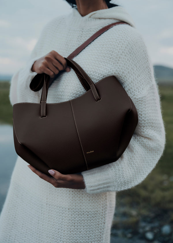 Torby Tote Polène Cyme - Edition Textured Ebony | NBSUD-5380